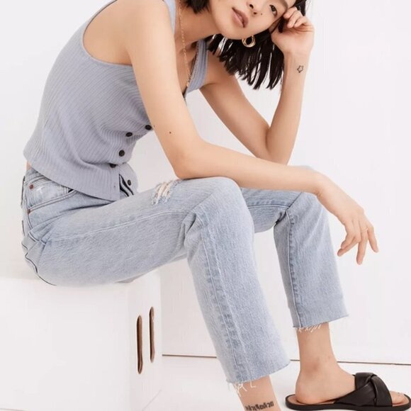 Madewell High-Rise Slim Boyjean in Prentice Wash Ripped Edition Size 27 - Picture 10 of 10